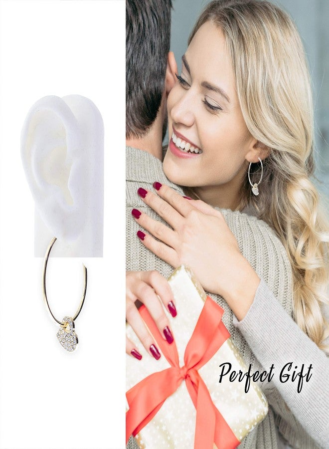NTLX Hoop Earrings for Women - Drop Dangle Earring with Crystal Heart Charm - 14K Gold Plated - Modern & Simple - with Gift Box included (Gold/Crystal Heart) - Image 5