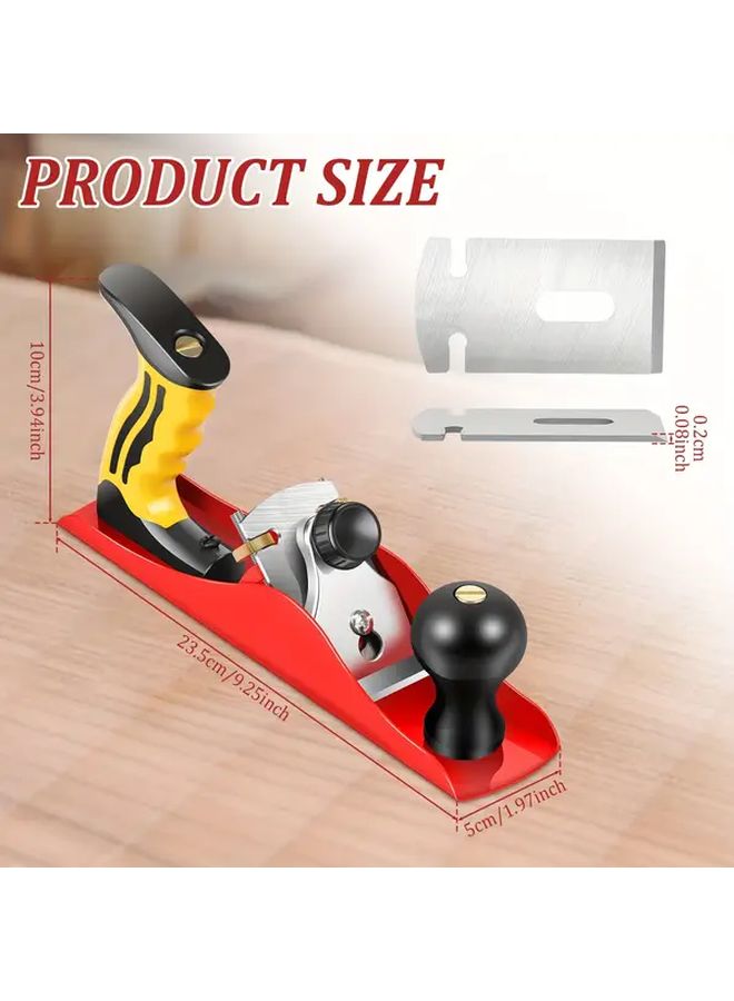 Red Yellow Heavy Duty Manual Planer 2 Inch Adjustable Blade High Hardness Woodworking Tool - Image 4
