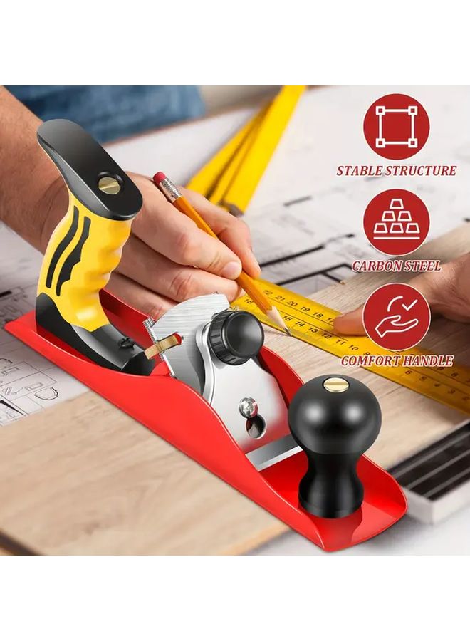 Red Yellow Heavy Duty Manual Planer 2 Inch Adjustable Blade High Hardness Woodworking Tool - Image 3