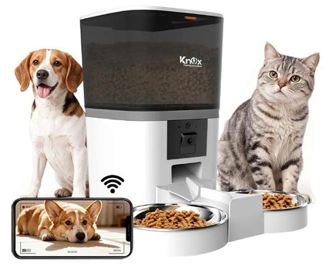 Knox Powering Generations Knox 6L Smart Automatic Pet Feeder with 1080P Camera for Cats & Dogs, 5G WiFi App Control, Dual Bowl Food Dispenser, 2-Way Audio, Voice Recorder, Timed Feeding, Portion Control, Dual Power - Image 1