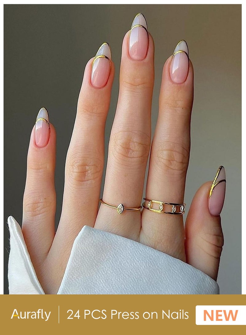 أورافلي مجموعة أظافر قابلة للارتداء مكونة من 24 قطعة، أظافر صناعية، أظافر أوروبية وأمريكية، متعددة الاستخدامات، قابلة للفصل، لا تؤذي الأظافر، الأظافر النهائية مناسبة للفتيات - Image 1