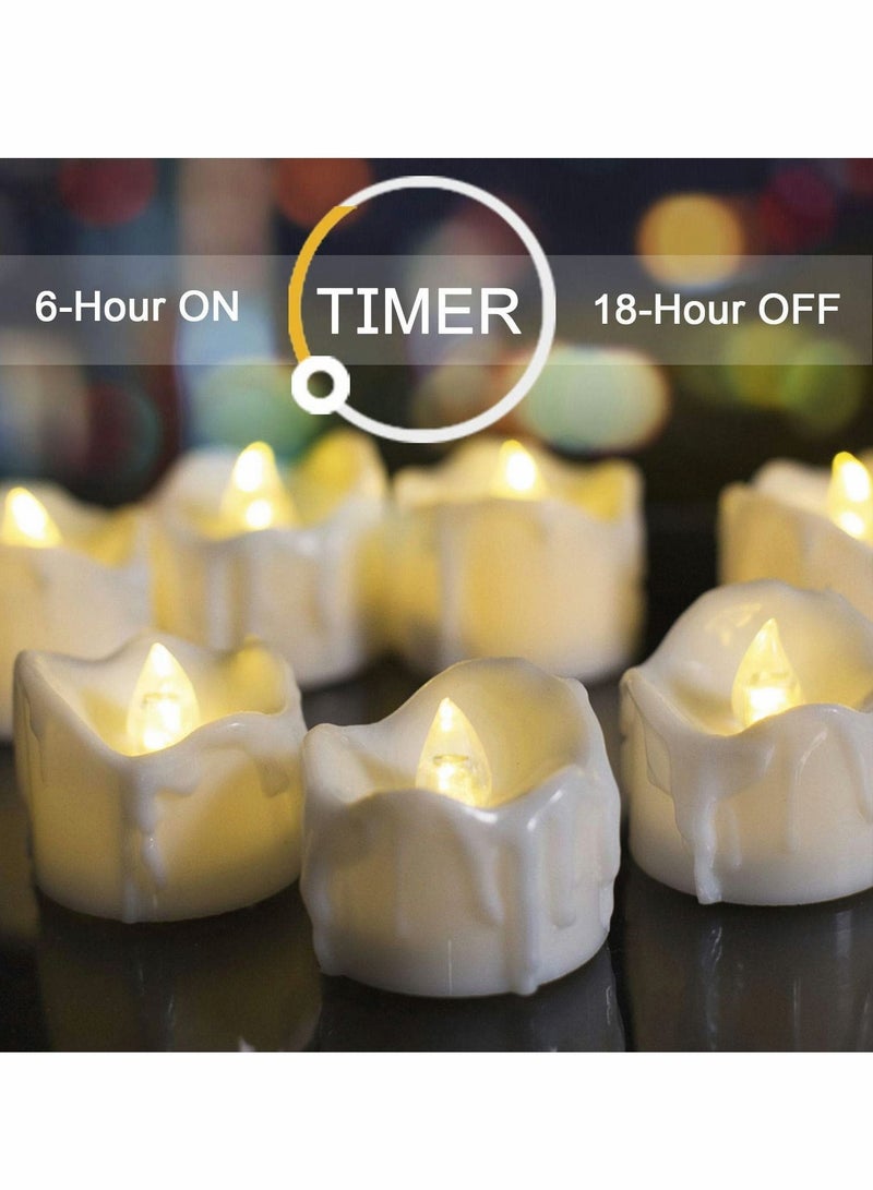 Excefore Tea Lights Candles, Flameless Flickering Auto Battery Operated, Auto-On 6 Hours and Off 18 Everyday, Batteries Included, Long-Lasting, Pack of 12 - Image 2