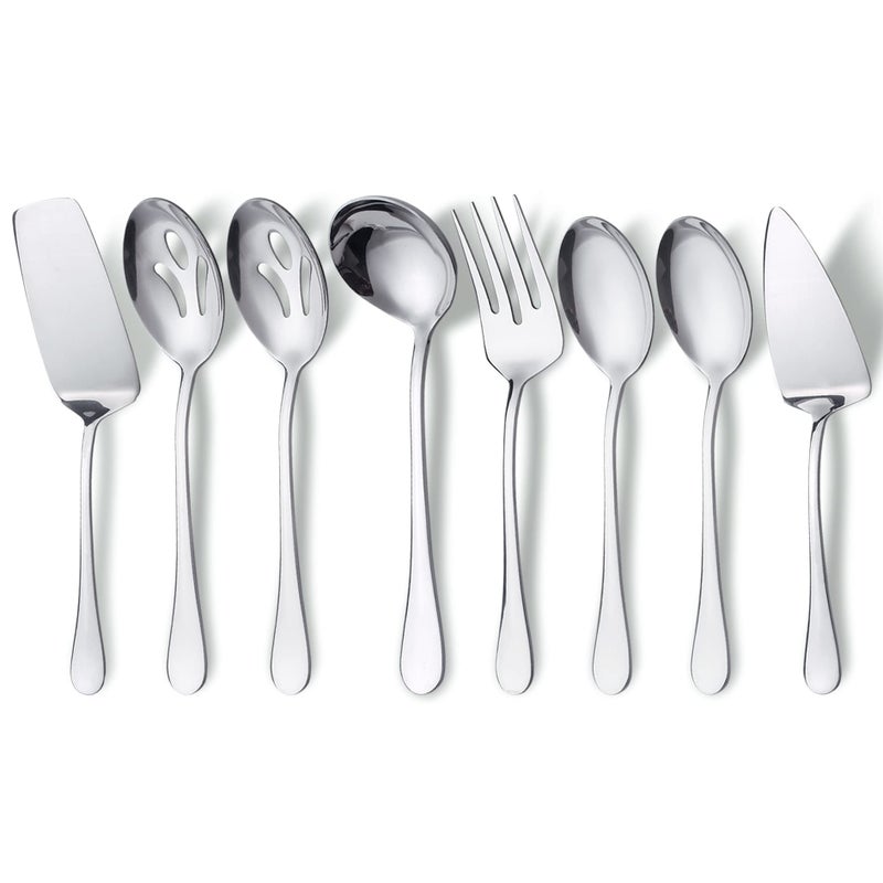 Dycica Hohscheid Serving Utensils Set Include Large Serving Spoons Slotted Serving Spoons Serving Forks Soup Ladle And Pie Server Buffet Catering Serving Utensils For Parties Entertaining - Image 1