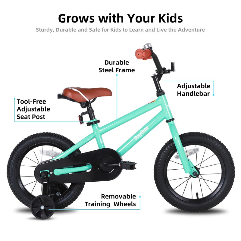 JOYSTAR 14 Inch Kids Bike for Boys Girls 3 4 5 Years Old Ages Toddler Bicycle with Training Wheels Children Bikes with Foot Brake BMX Style Mint Green - Image 2