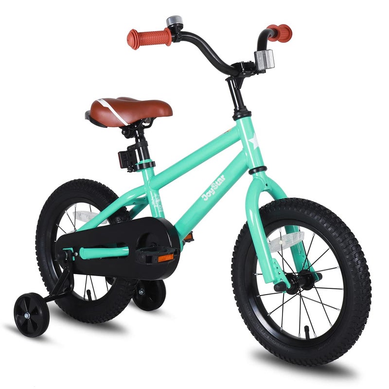 JOYSTAR 14 Inch Kids Bike for Boys Girls 3 4 5 Years Old Ages Toddler Bicycle with Training Wheels Children Bikes with Foot Brake BMX Style Mint Green - Image 1