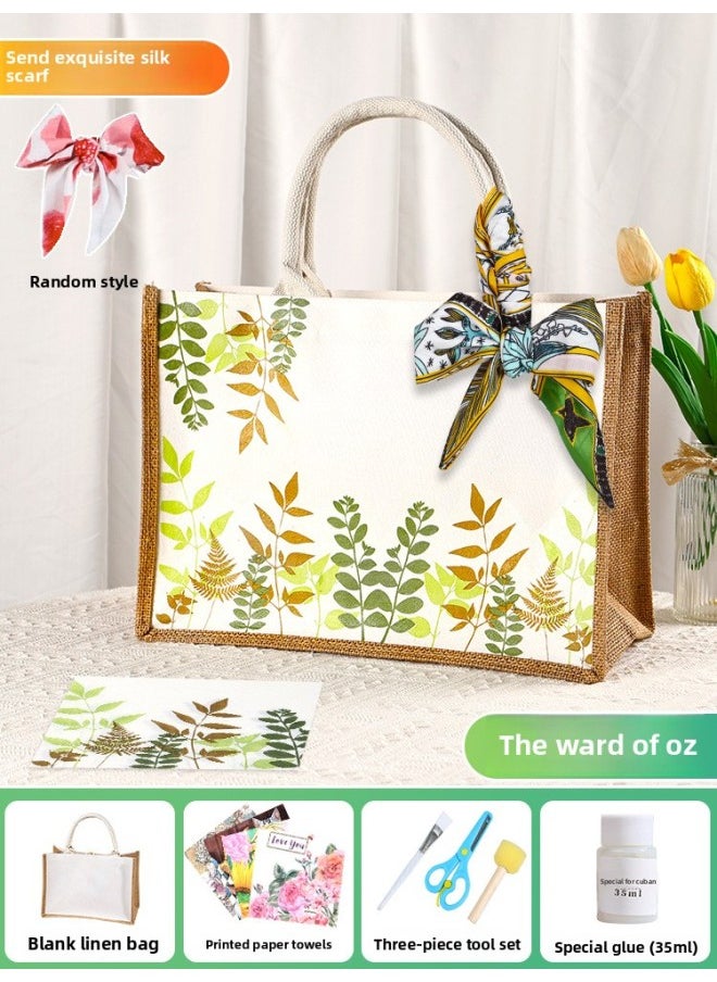 Generic - Butterfly Ancient Bart Material Bag Diy Mother's Day Canvas Bag Children's Handmade Creative Linen Bag Group Building Activity Gift-Color:Horizontal Style [wizard Of Oz] Comes With A Full Set Of Tools + Detailed Tutorials - Image 1