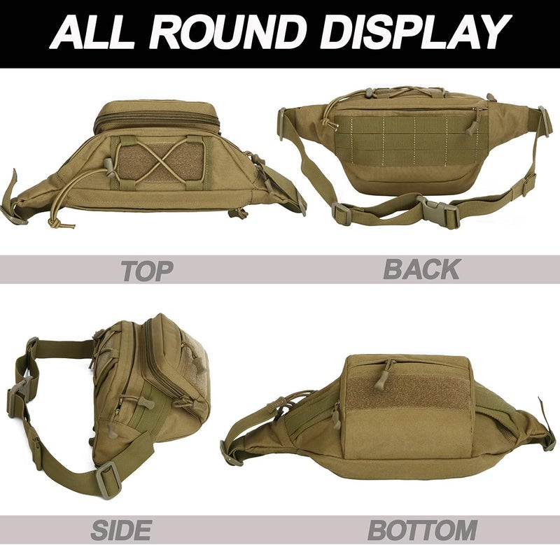 Meprona Tactical Fanny Pack, Military Waist Bag Hip Belt Bumbag Utility Bags for Outdoor Hiking Climbing Fishing with U.S Patch (Black+Black) - Image 5