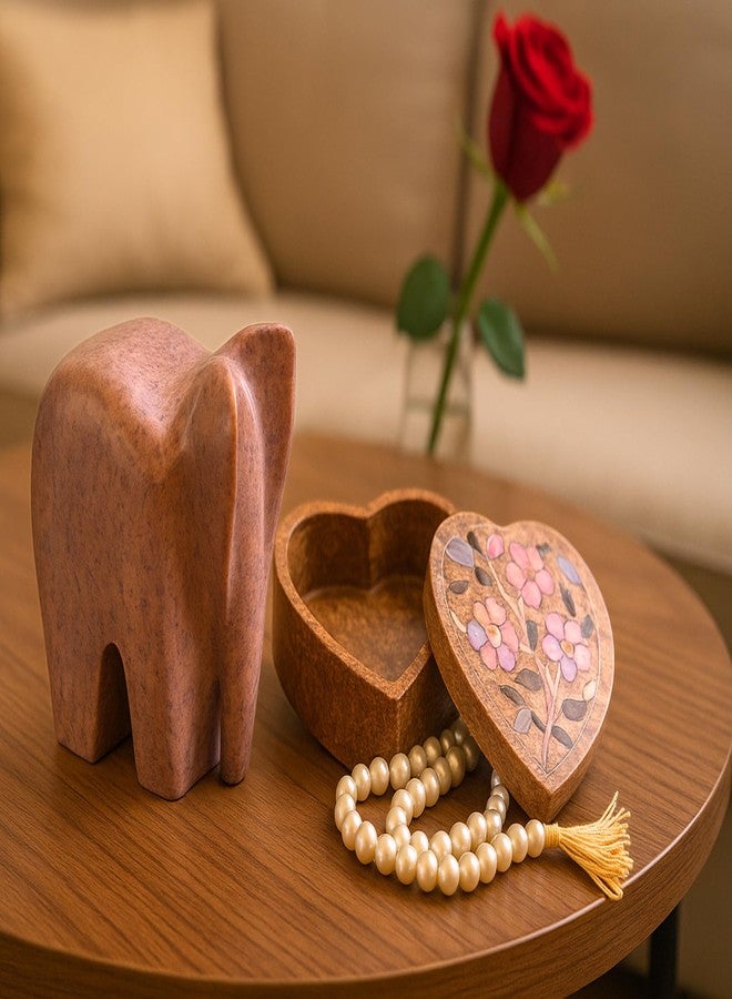 SANDSTERS VR SOURCING Natural Stone Heart Shape Marble Box with Floral Design |Jewelry Box | Trinket Box| Versatile Keepsake Box | Jewelry Organizer for Home Decor - Image 1