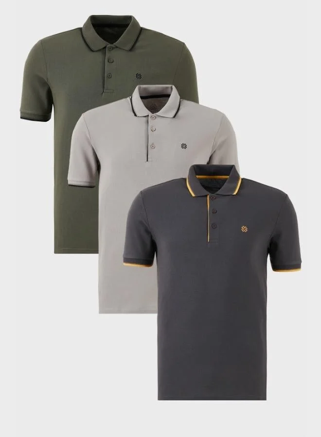 بوراتي تيشيرت رجالي بولو قطن بياقة مطرزة بياقة بولو  قطع