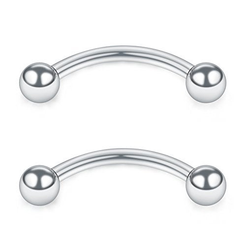 SCERRING 6PCS 16 Gauge 10mm Stainless Steel 3mm CZ Gems Shiny-Ball Curved Barbell Curved Barbell Eyebrow Cartilage Tragus Belly Lip Ring Studs - Silver - Image 3