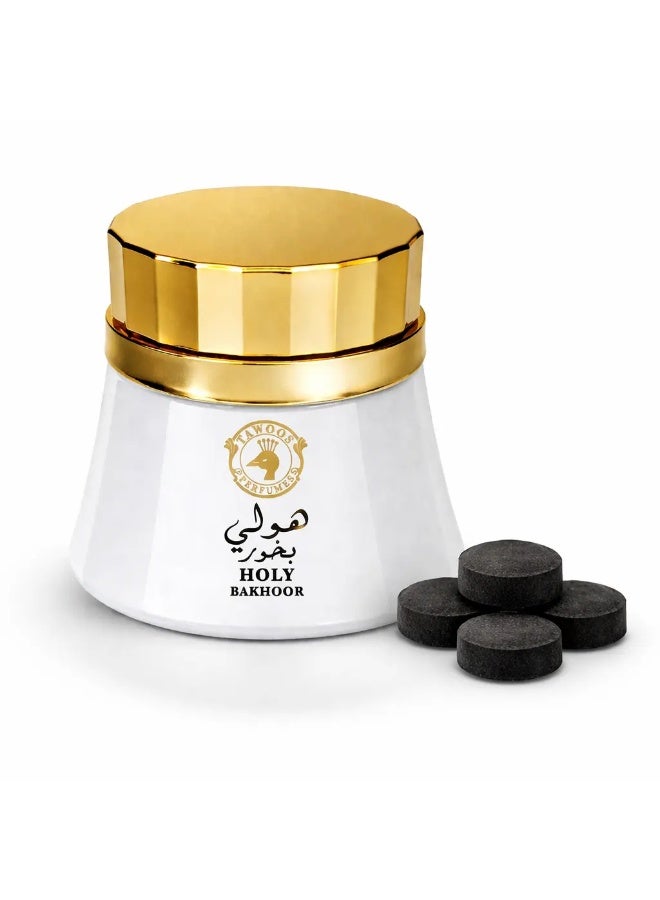 Tawoos Holy Bakhoor 70 Grams | Premium Arabic Incense | Long Lasting Home Fragrance | Oud Woody Floral Scent | Bakhoor for Home Office Majlis - Image 2