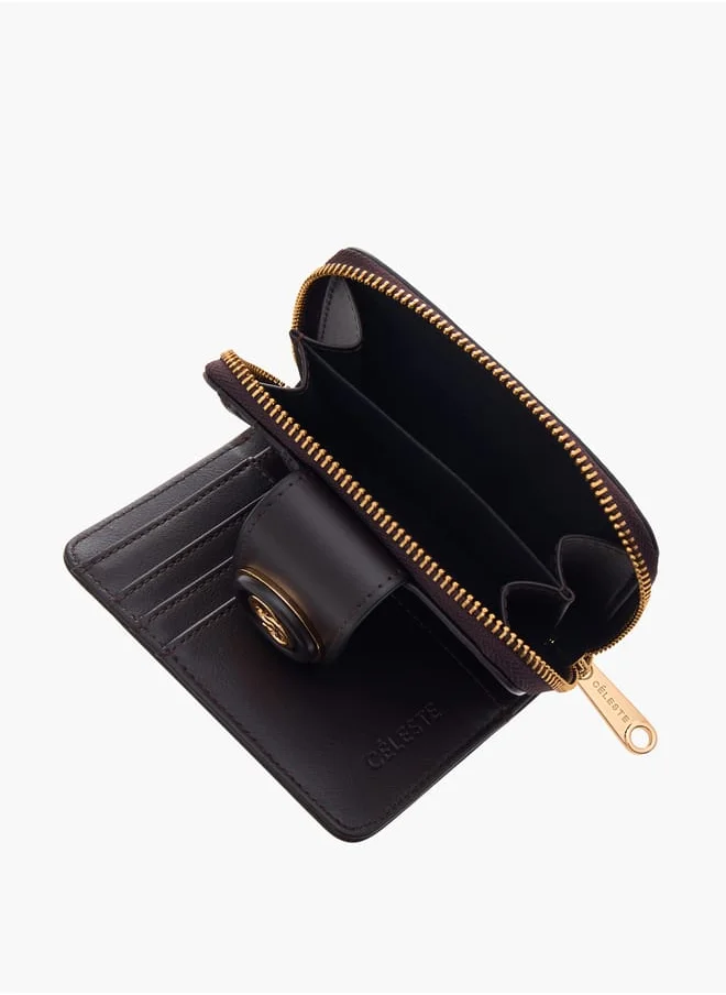 سيليست Women Monogram Print Zip Around Wallet with Flap Closure