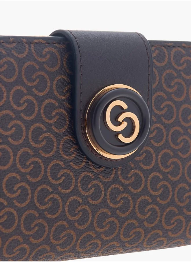 سيليست Women Monogram Print Zip Around Wallet with Flap Closure