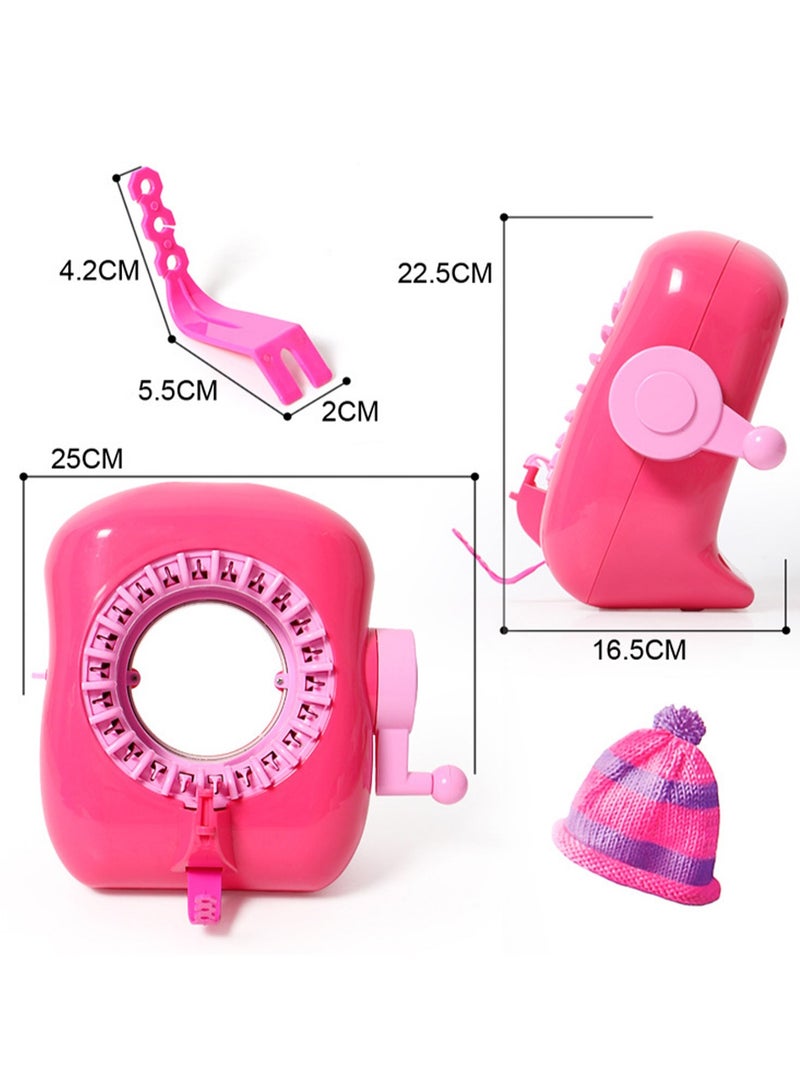 Rose Red Children'S Hand-Cranked Knitting Machine Diy Creative Wool Hat Scarf Socks Rotary Double-Layer Knitting Machine Kit Suitable For Adults And Children - Image 2