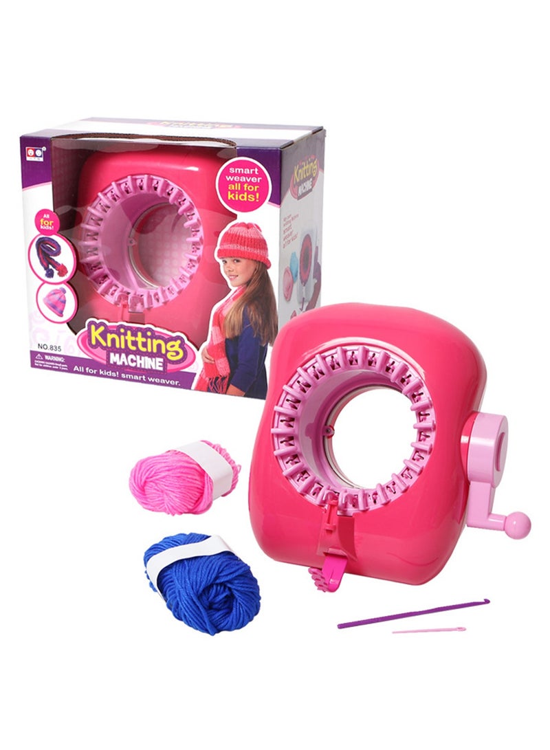 Rose Red Children'S Hand-Cranked Knitting Machine Diy Creative Wool Hat Scarf Socks Rotary Double-Layer Knitting Machine Kit Suitable For Adults And Children - Image 1