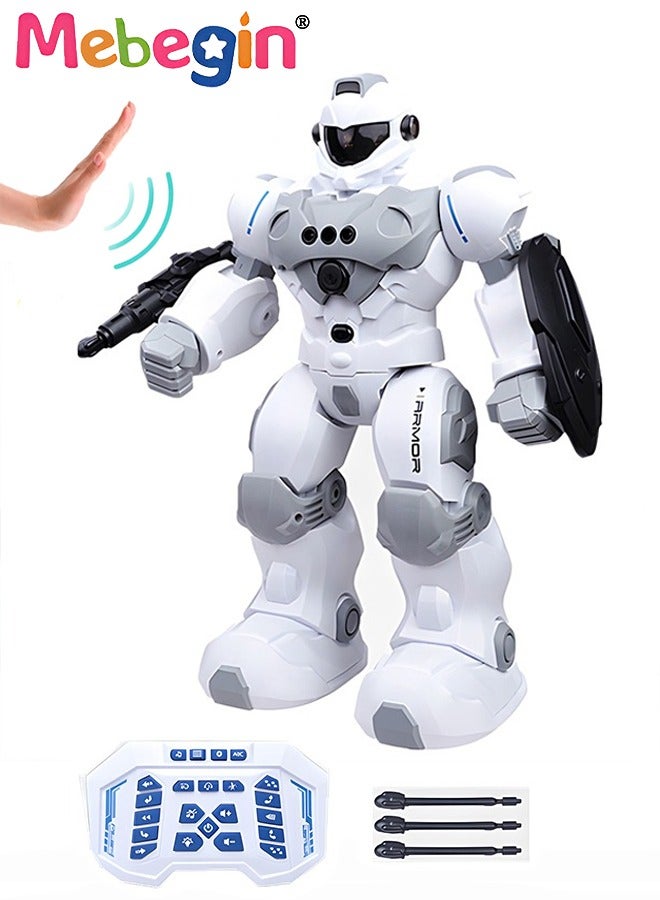 Remote Control Robot with Songs, Stories and Light, Intelligent Programmable Robot with Control Handle and Gesture Sensing, Multifunctional Companion Robot with Moving Arms and Legs, 2 AA Batteries Required(Not Included), Ideal Gift for Kids Aged 3+
