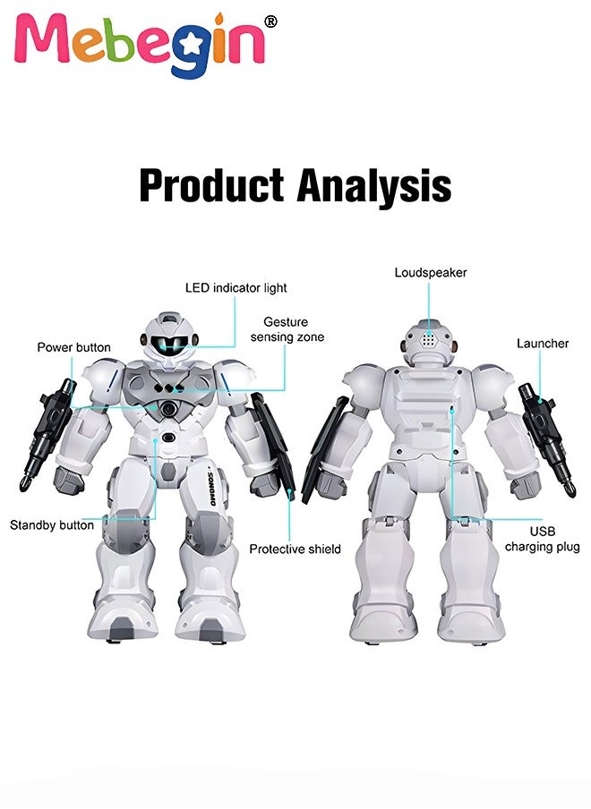 MEBEGIN - Remote Control Robot with Songs, Stories and Light, Intelligent Programmable Robot with Control Handle and Gesture Sensing, Multifunctional Companion Robot with Moving Arms and Legs, 2 AA Batteries Required(Not Included), Ideal Gift for Kids Aged 3+ - Image 1