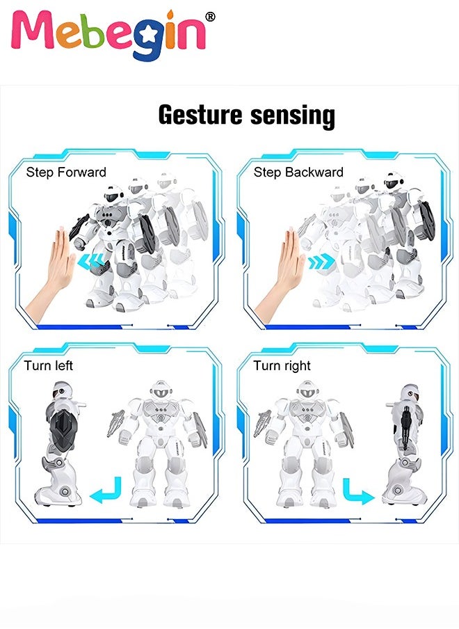 MEBEGIN - Remote Control Robot with Songs, Stories and Light, Intelligent Programmable Robot with Control Handle and Gesture Sensing, Multifunctional Companion Robot with Moving Arms and Legs, 2 AA Batteries Required(Not Included), Ideal Gift for Kids Aged 3+ - Image 1
