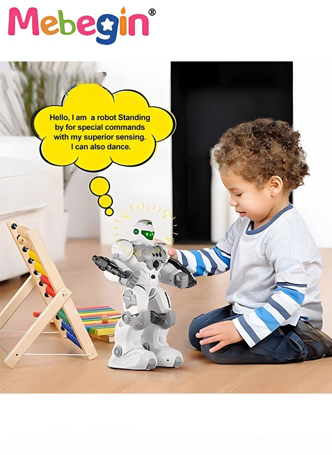 MEBEGIN - Remote Control Robot with Songs, Stories and Light, Intelligent Programmable Robot with Control Handle and Gesture Sensing, Multifunctional Companion Robot with Moving Arms and Legs, 2 AA Batteries Required(Not Included), Ideal Gift for Kids Aged 3+ - Image 1