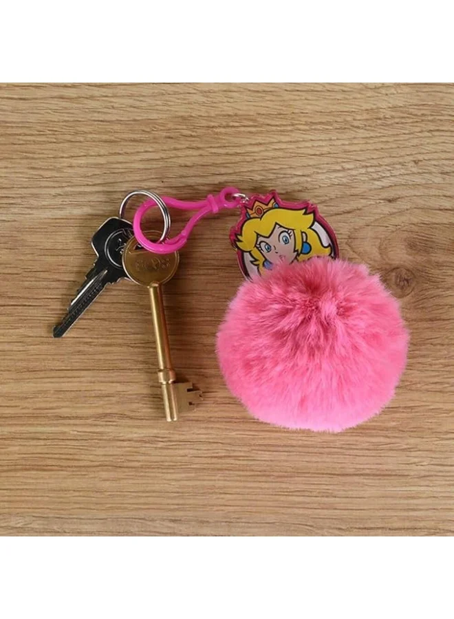 Pyramid Super Mario Princess Peach Pom Pom Keychain