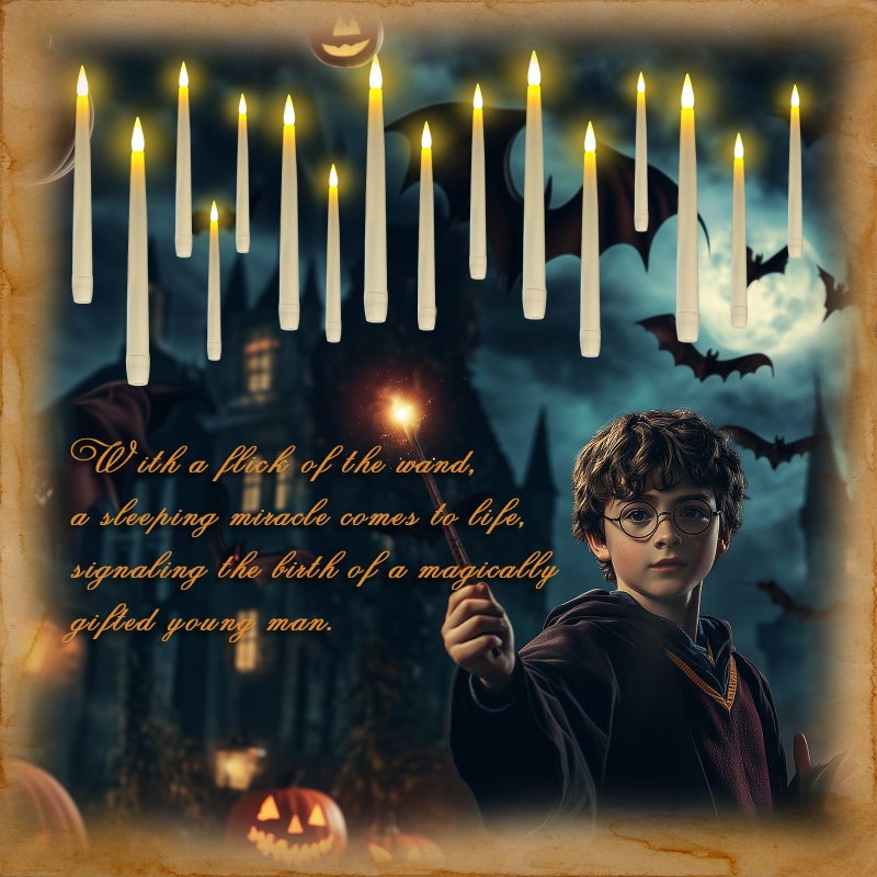 Homemory 10PCS Floating Candles with Wand Remote, Magic Hanging Candles with Timer, Flickering Warm Light Halloween Floating Candles for Halloween Christmas Birthday Party Decor - Image 3