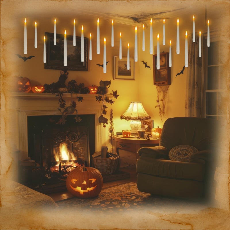Homemory 10PCS Floating Candles with Wand Remote, Magic Hanging Candles with Timer, Flickering Warm Light Halloween Floating Candles for Halloween Christmas Birthday Party Decor - Image 5