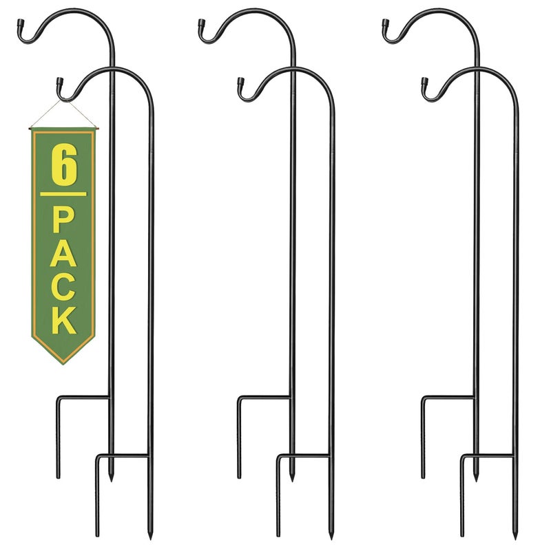 Sorbus Shepherds Hooks for Outdoor Set of 6 Extendable Garden Planter Stakes for Bird Feeders Outdoor Dcor Plants Lights Lanterns Flower Baskets and More Heavy Duty Up to 65 Lbs 6 Pack - Image 2
