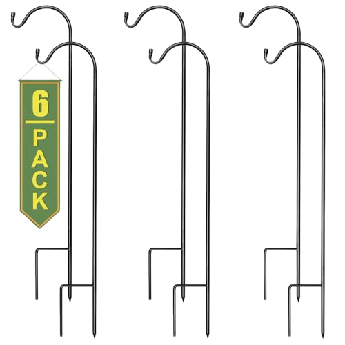 Sorbus Shepherds Hooks for Outdoor Set of 6 Extendable Garden Planter Stakes for Bird Feeders Outdoor Dcor Plants Lights Lanterns Flower Baskets and More Heavy Duty Up to 65 Lbs 6 Pack - Image 1