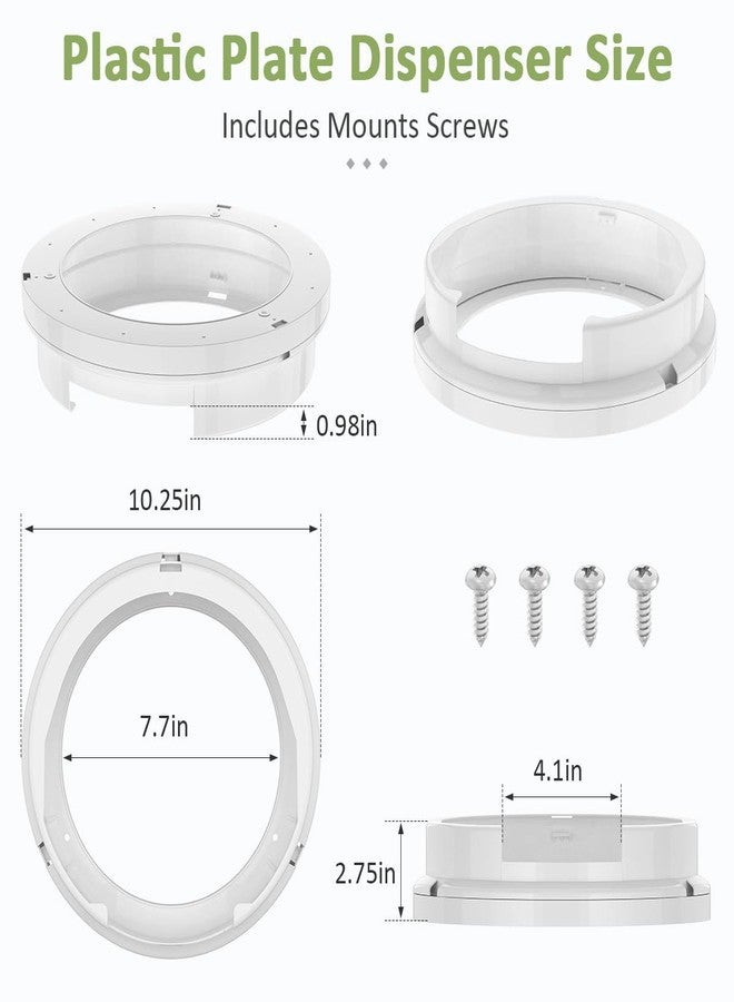 NOOTO 9 Inch Paper Plate Dispenser White Under Cabinet Paper Plate Holder Organizer for Kitchen or RV Storage Wall Mounted Plastic Plates Stand Shelves Compact Spaces (with 4 Screws) - Image 3