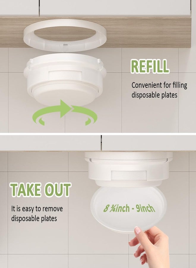 NOOTO 9 Inch Paper Plate Dispenser White Under Cabinet Paper Plate Holder Organizer for Kitchen or RV Storage Wall Mounted Plastic Plates Stand Shelves Compact Spaces (with 4 Screws) - Image 5