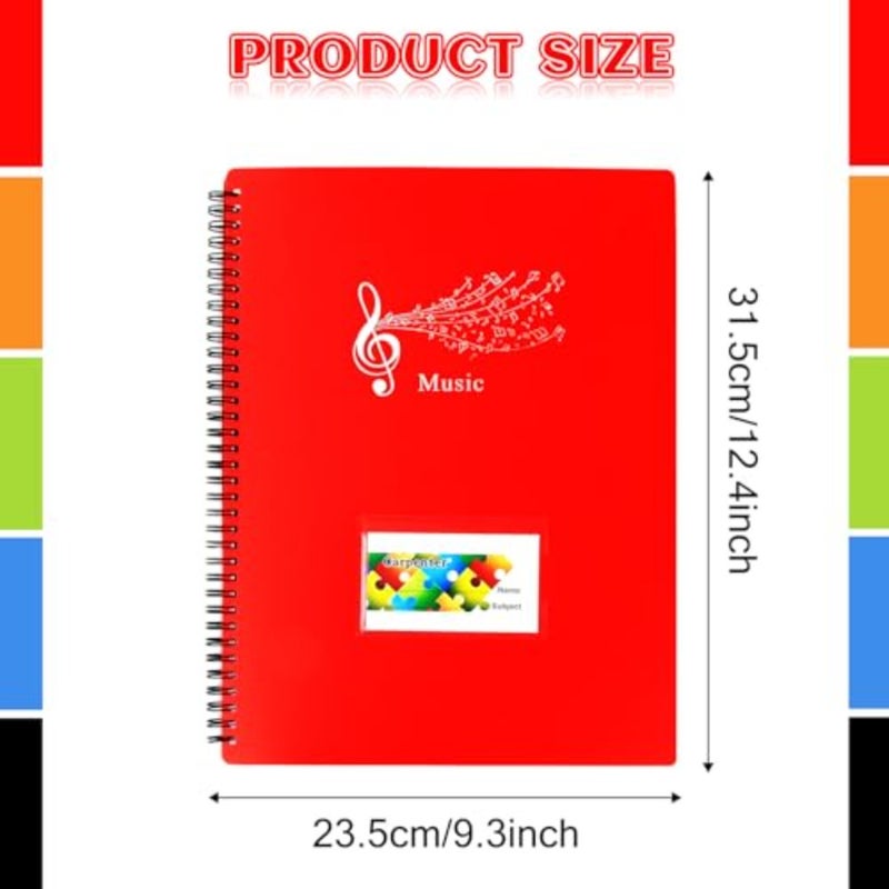A4 sheet music folder, piano sheet folder, sheet music folder for music notes, document folder, plastic spiral binder for music sheets, choir, 30 compartments/60 pages - Image 2