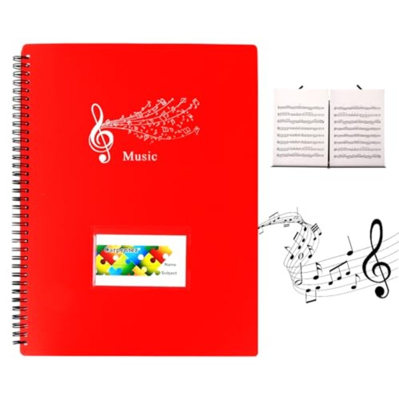 A4 sheet music folder, piano sheet folder, sheet music folder for music notes, document folder, plastic spiral binder for music sheets, choir, 30 compartments/60 pages - Image 1