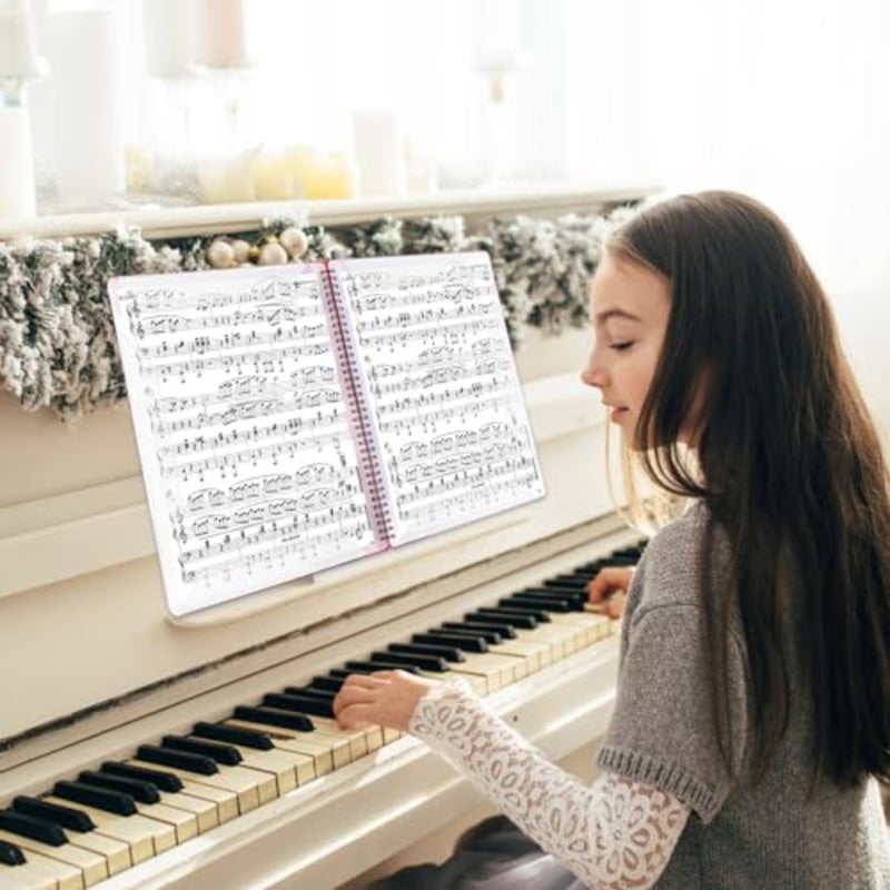 A4 sheet music folder, piano sheet folder, sheet music folder for music notes, document folder, plastic spiral binder for music sheets, choir, 30 compartments/60 pages - Image 3