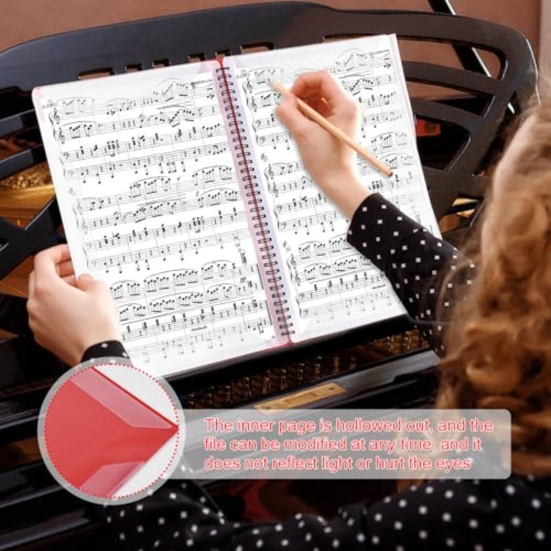 A4 sheet music folder, piano sheet folder, sheet music folder for music notes, document folder, plastic spiral binder for music sheets, choir, 30 compartments/60 pages - Image 4