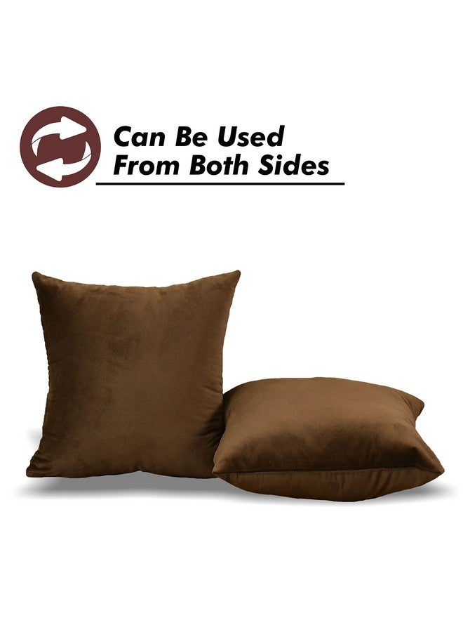 Yellow Weaves Soft Velvet Fabric Cushion Cover 24 X 24 Inches, Set of 3, (Coffee) - Image 5