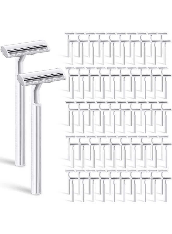 Minatee 100 Pieces Disposable Razors Bulk For Women Individually Wrapped Twin Blades Shaving Razor Women Razors For Shaving Safety Hotel Guest House Travel Home Use Portable White - Image 2