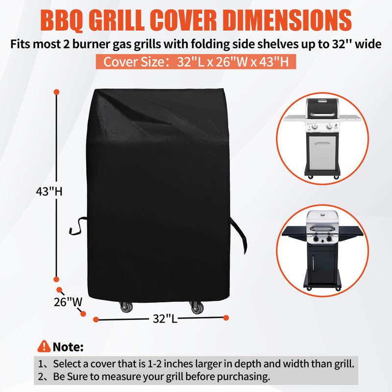 iCover Grill Cover 30in, iCOVER Waterproof BBQ Covers for Two Burner Small Vertical Smoker, Lightweight Easy On/Off, Dustproof UV-Resistant Fit Grills with Collapsed Side Tables - Image 2