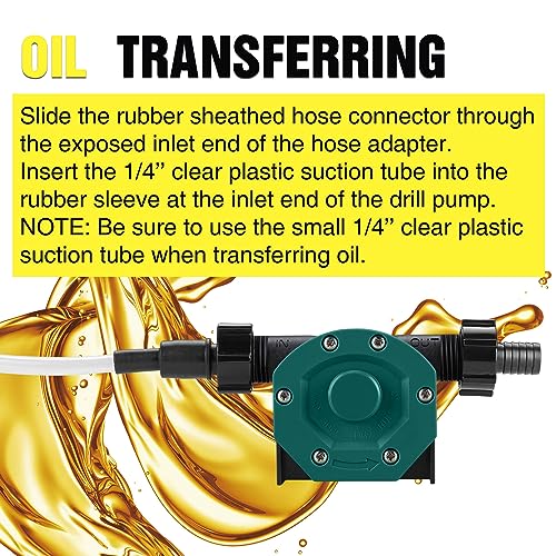 TRUPOW Self-Priming Mini Hand Water Transfer Drill Pump Kit with Water Hose & Oil Hose for Home Water Oil Fluid Transfer - Image 4
