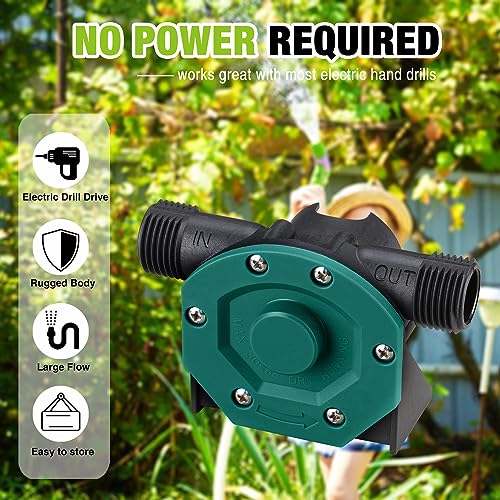 TRUPOW Self-Priming Mini Hand Water Transfer Drill Pump Kit with Water Hose & Oil Hose for Home Water Oil Fluid Transfer - Image 2