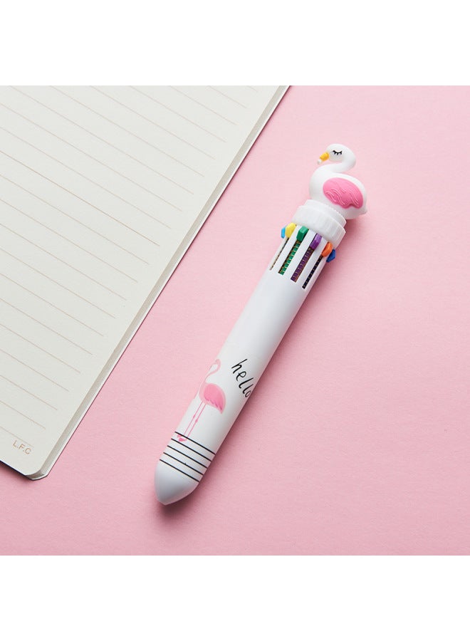 Autonomy Creative Stationery Ten Color Ballpoint Pen Cartoon Student Color Hand Account Pen Girl Heart Multi-color Press Ballpoint Pen - Image 1