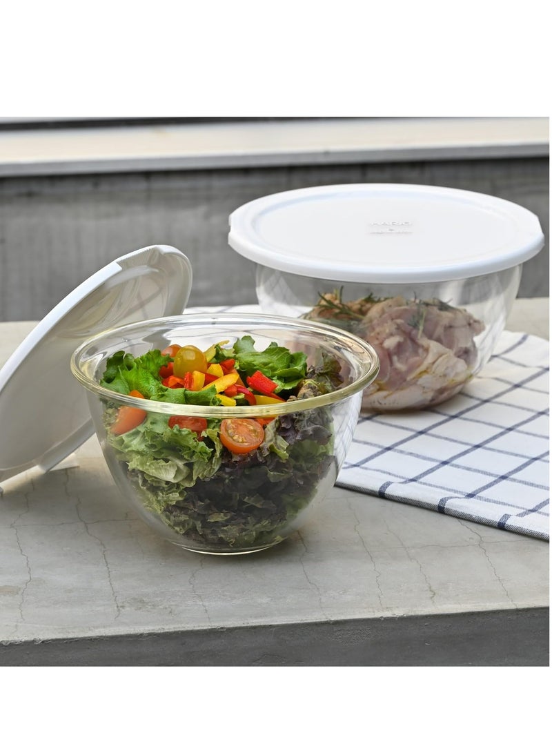Hario وعاء زجاجي مقاوم للحرارة مع غطاء مجموعة من 2 - Image 3