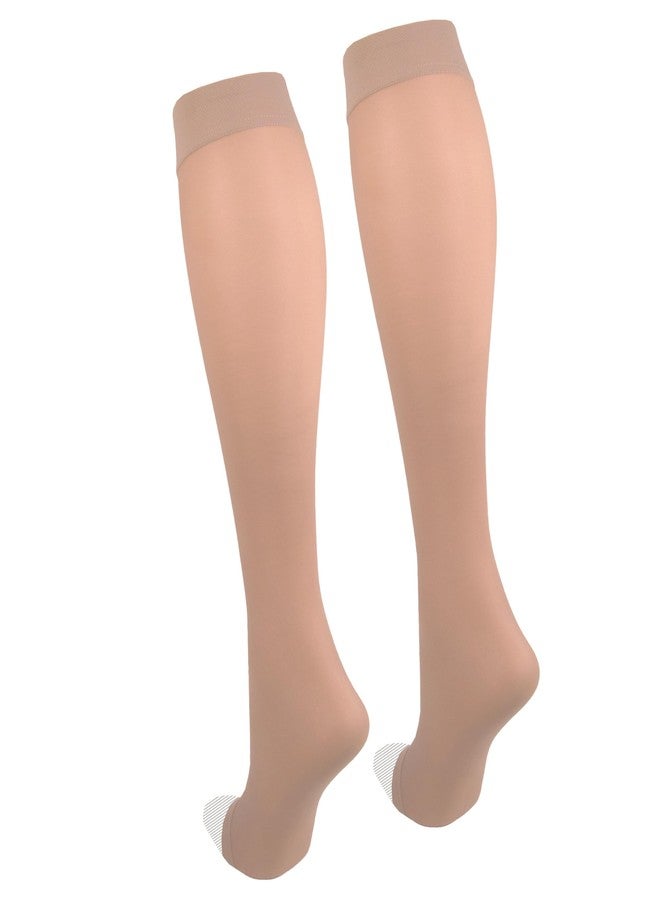 NuVein Sheer Compression Stockings, 15-20 mmHg Support, Fashionable Medium Denier, Knee High, Open Toe, Nude, X-Large - Image 3