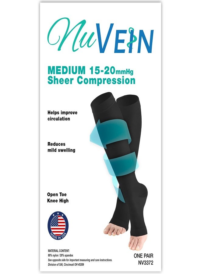 NuVein Sheer Compression Stockings, 15-20 mmHg Support, Fashionable Medium Denier, Knee High, Open Toe, Nude, X-Large - Image 4