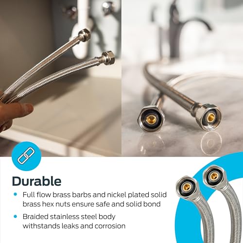 Eastman 12 Inch Steel-Flex Faucet Connector, Braided Stainless Steel Supply Line with 1/2 In. FIP Ends, 48015 - Image 5