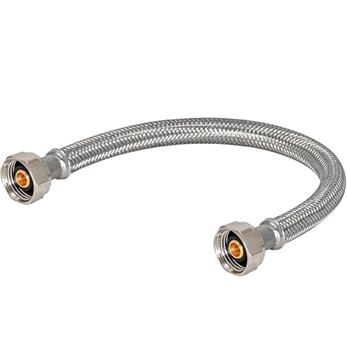 Eastman 12 Inch Steel-Flex Faucet Connector, Braided Stainless Steel Supply Line with 1/2 In. FIP Ends, 48015 - Image 1