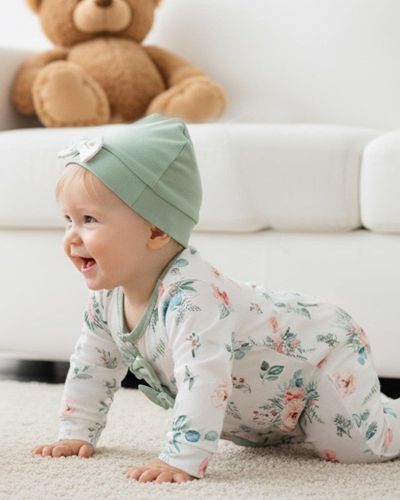 Mioglrie Newborn Baby Clothes Girl new born clothes baby girl Long Sleeves Romper Fall Winter Outfits Floral Green White Jumpsuit Bodysuit - Image 3