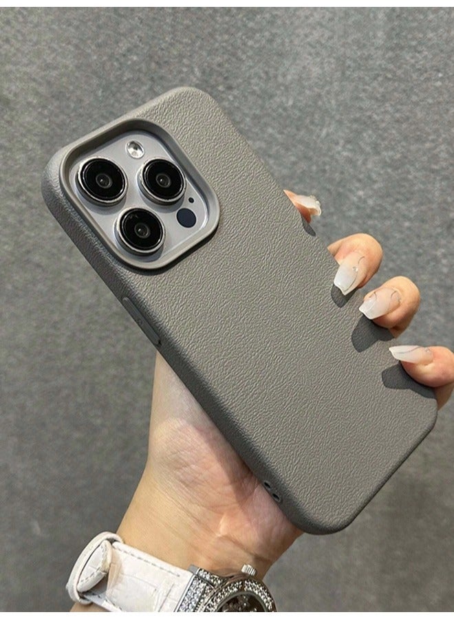 ShebSheb Faux Leather Texture Phone Case Compatible with iPhone 16 Pro Max,Slim TPU Soft Shockproof Protective Case - Image 2