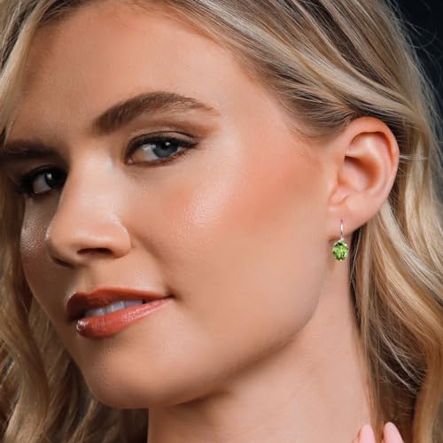 Gem Stone King 8X6MM Oval Drop Dangle Earrings for Women | 925 Sterling Silver | Genuine Gemstone Birthstone Leverback Earrings | Fine Jewelry Gifts for Her Mom Women Wife - Image 4
