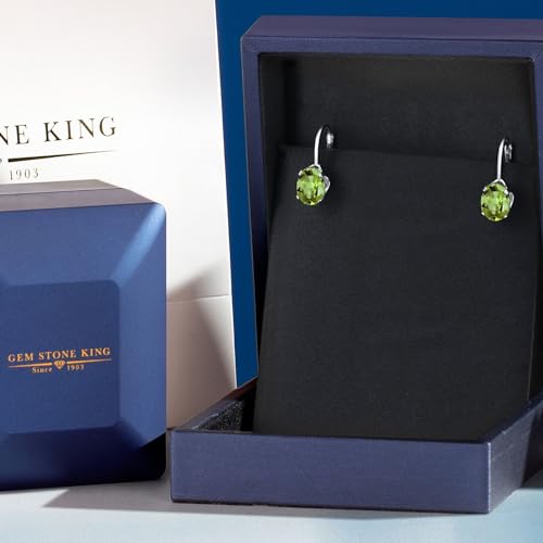 Gem Stone King 8X6MM Oval Drop Dangle Earrings for Women | 925 Sterling Silver | Genuine Gemstone Birthstone Leverback Earrings | Fine Jewelry Gifts for Her Mom Women Wife - Image 5