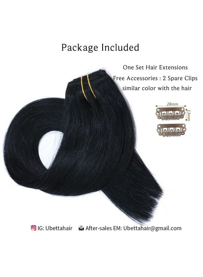 Ubetta Clip In Hair Extensions Real Human Hair Jet Black Hair Extensions Clip Ins 7 Pieces Double Weft Real Hair Extensions Clipin Human Hair14 Inch 70G Full Head For Women - Image 5